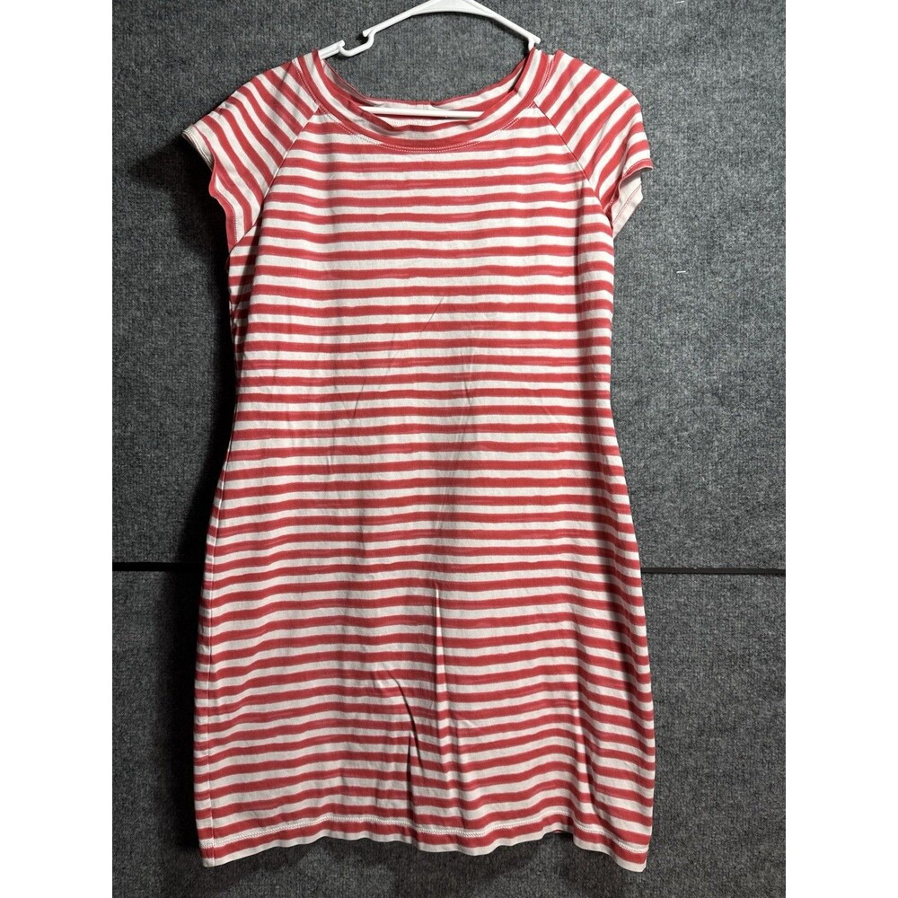 Lafayette 148 New York Large Red White Striped Knit Dress Short Sleeve